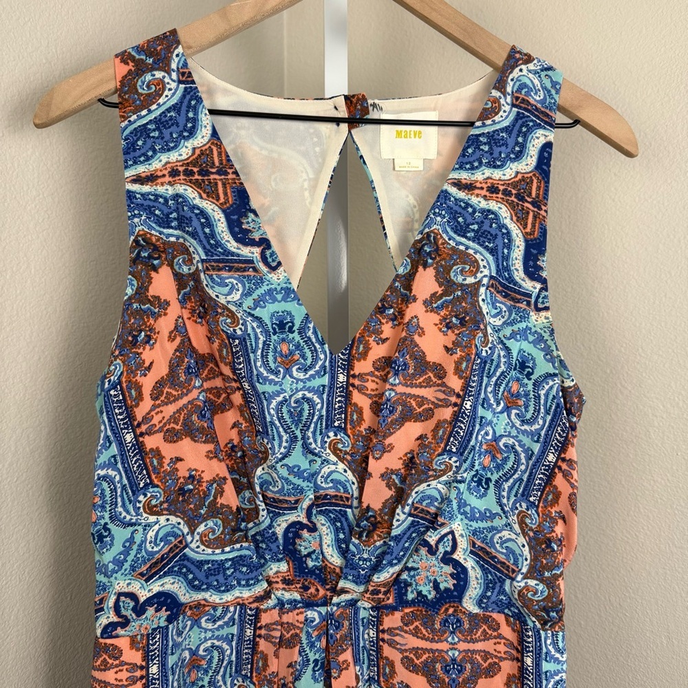 Anthropologie‎ Maeve Medallion 100% Silk Cutout Maxi Dress Size 12 resort wear - Picture 4 of 15